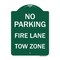 Signmission No Parking Fire Lane Tow Zone K-1645, Green & White Aluminum Sign, 18" x 24", GW-1824-23733 A-DES-GW-1824-23733 - alternate 1